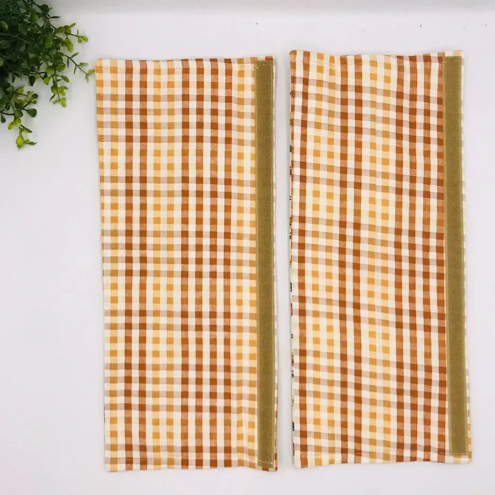Set of 2 Refrigerator Handle Covers, Reversible, Neutral Tans Beige 14x5